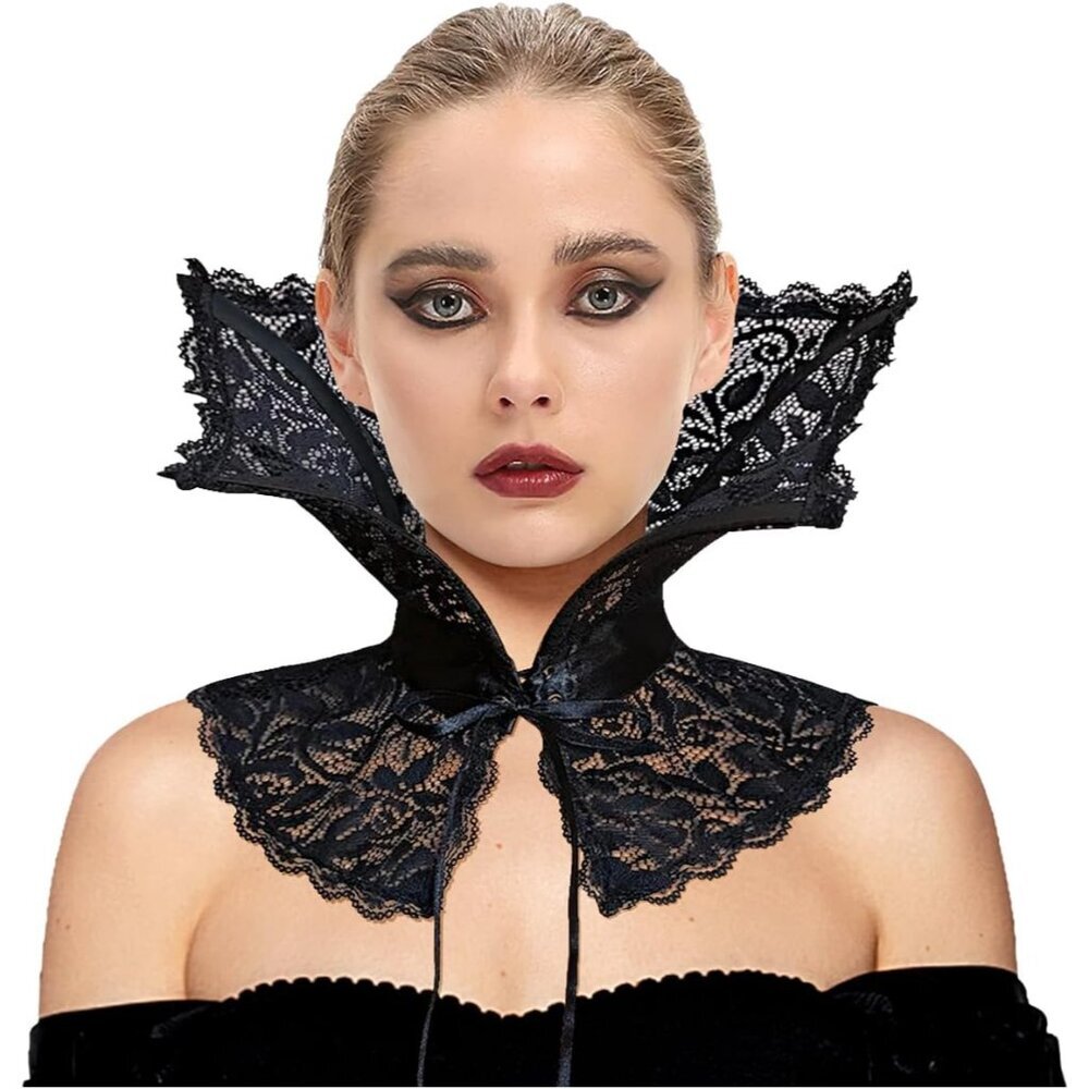 Women Black Victorian Collar Gothic Accessories Cosplay Vampire Costume - Picture 9 of 9